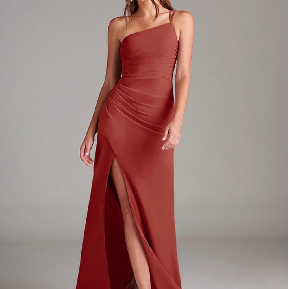 Azazie One-Shoulder Terracotta Dress NWT